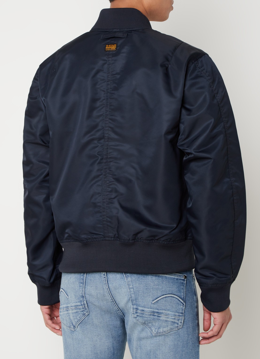 G-Star RAW Bomberjack met steekzakken en logo - achterkant blauw