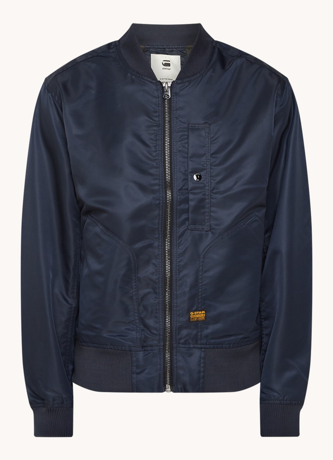 G-Star RAW Bomberjack met steekzakken en logo - voorkant 2 blauw