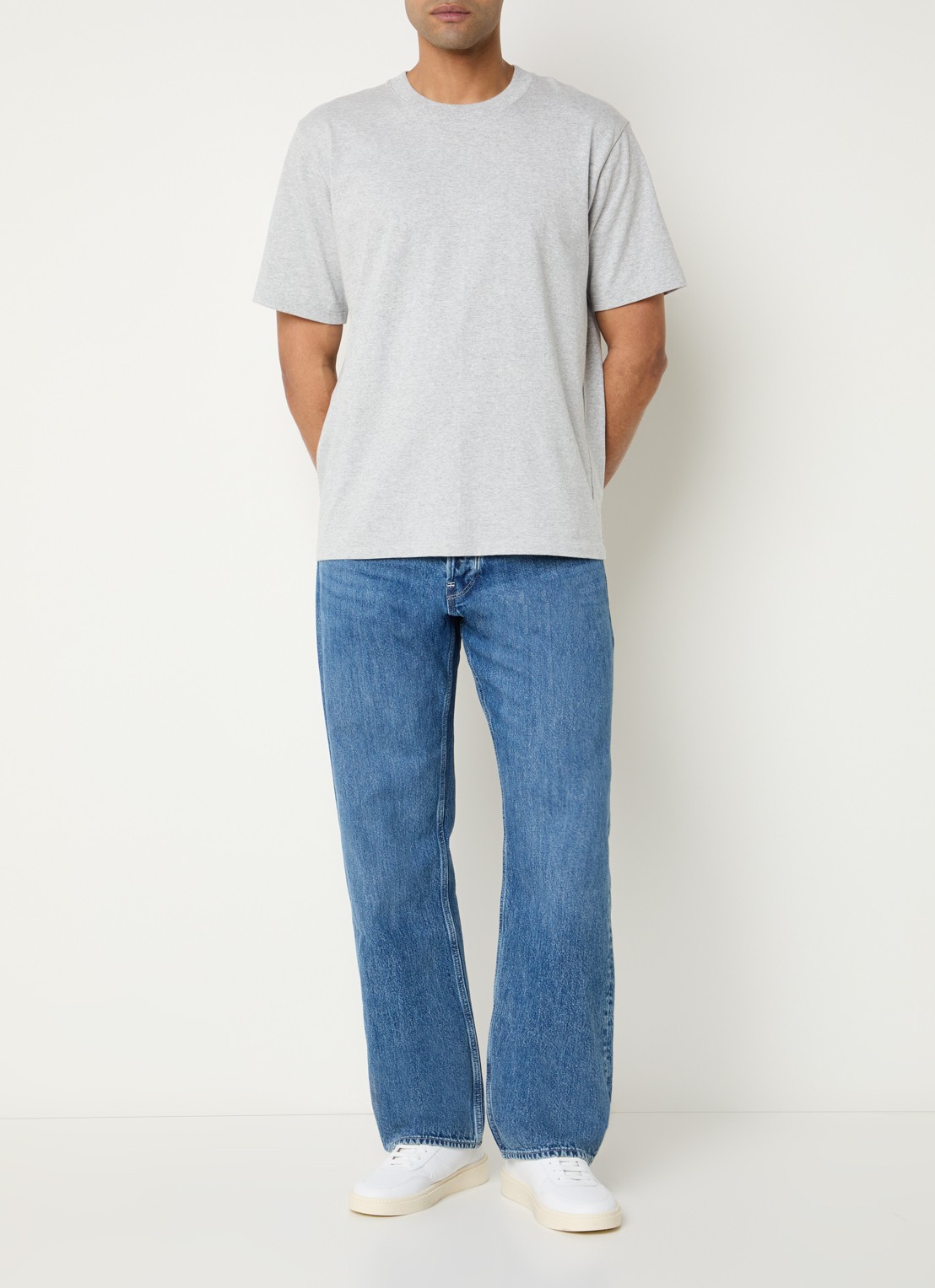 G-Star RAW Deeggie straight leg jeans met medium wassing - voorkant 2 indigo