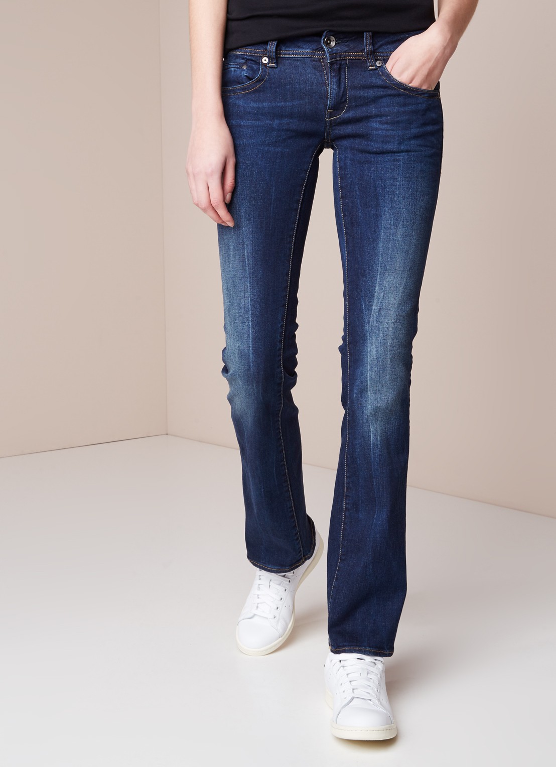 G-Star RAW G-Star RAW Midge mid waist flared fit jeans met faded look - detail 5 indigo