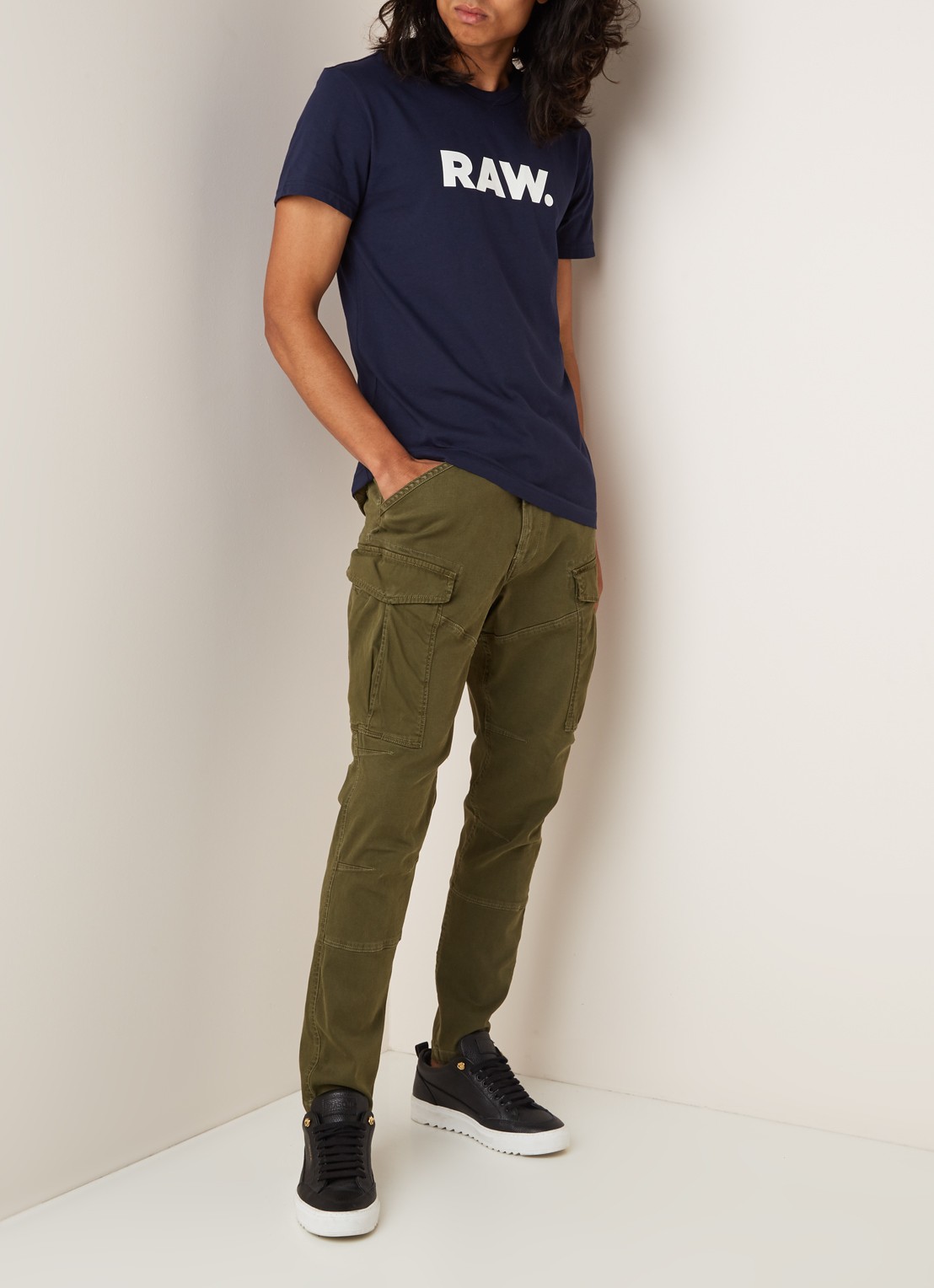 G-Star RAW Holorn T-shirt met logoprint - voorkant 3 royalblauw