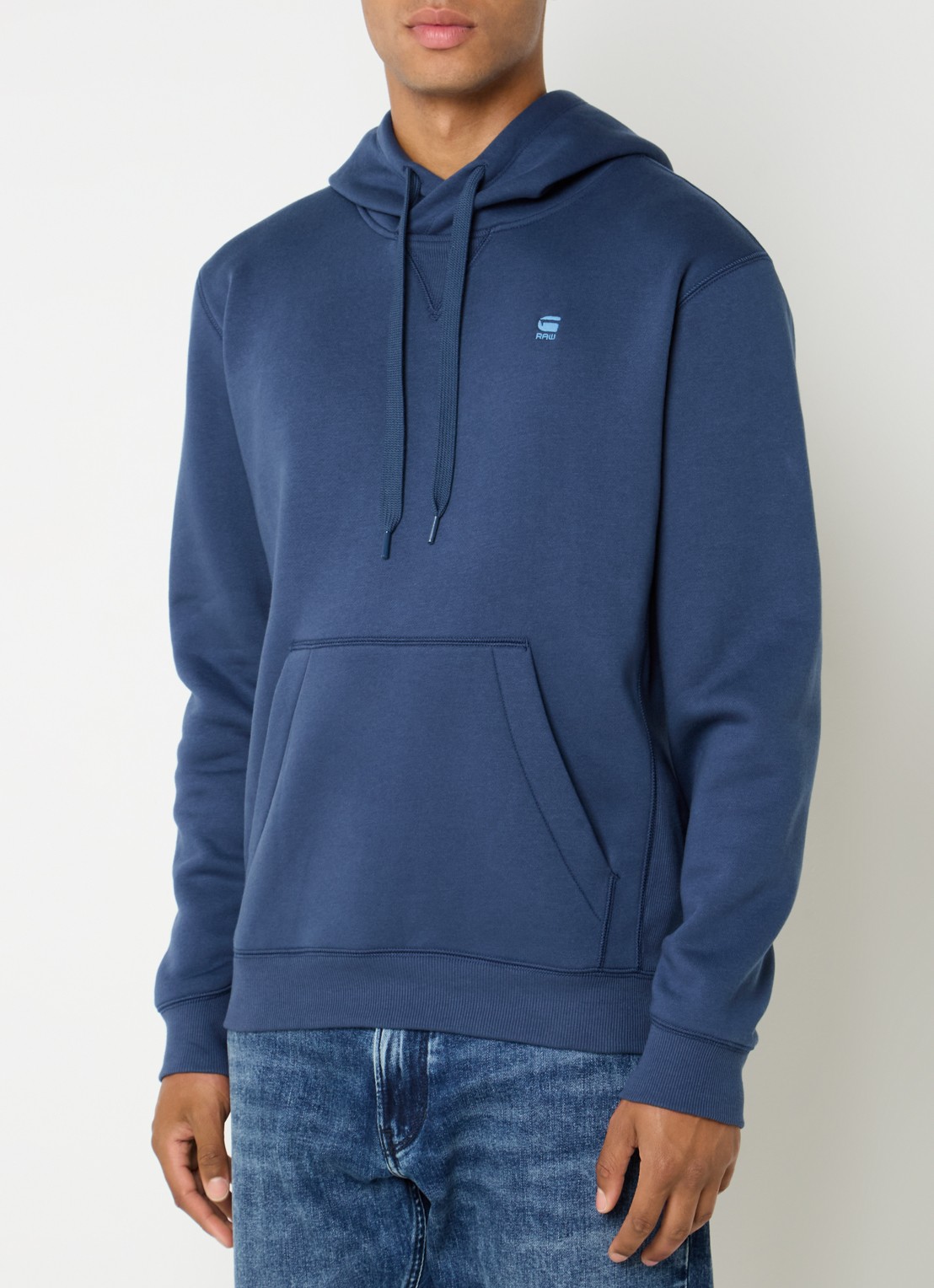 G-Star RAW Hoodie met logo - detail 4 staalblauw