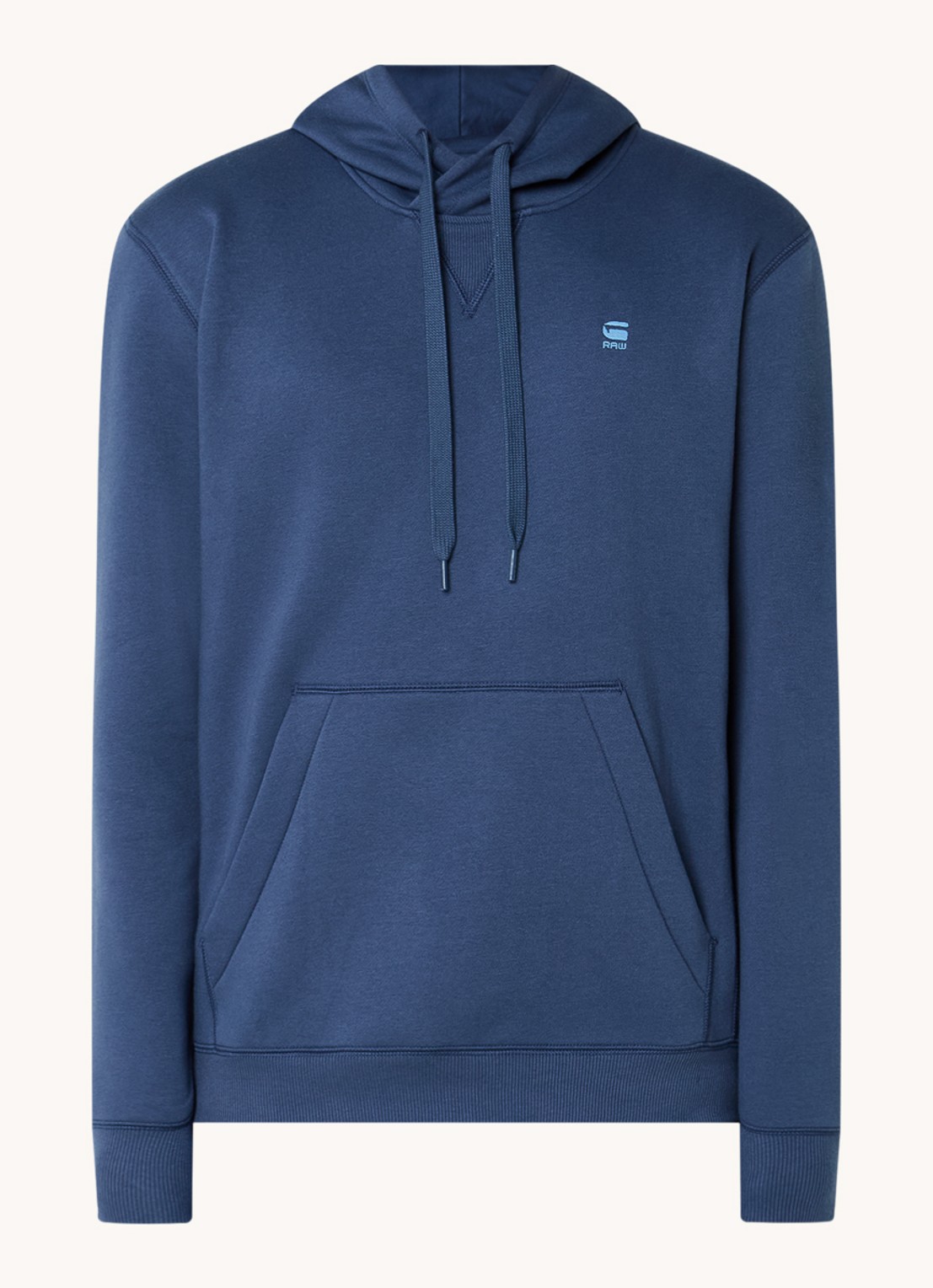 G-Star RAW Hoodie met logo - voorkant staalblauw