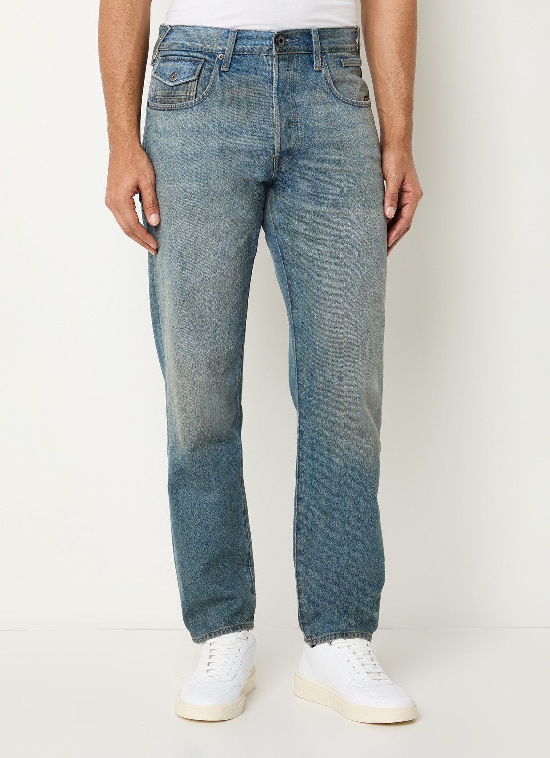 G-Star RAW Morry straight leg jeans met lichte wassing - detail 4 indigo