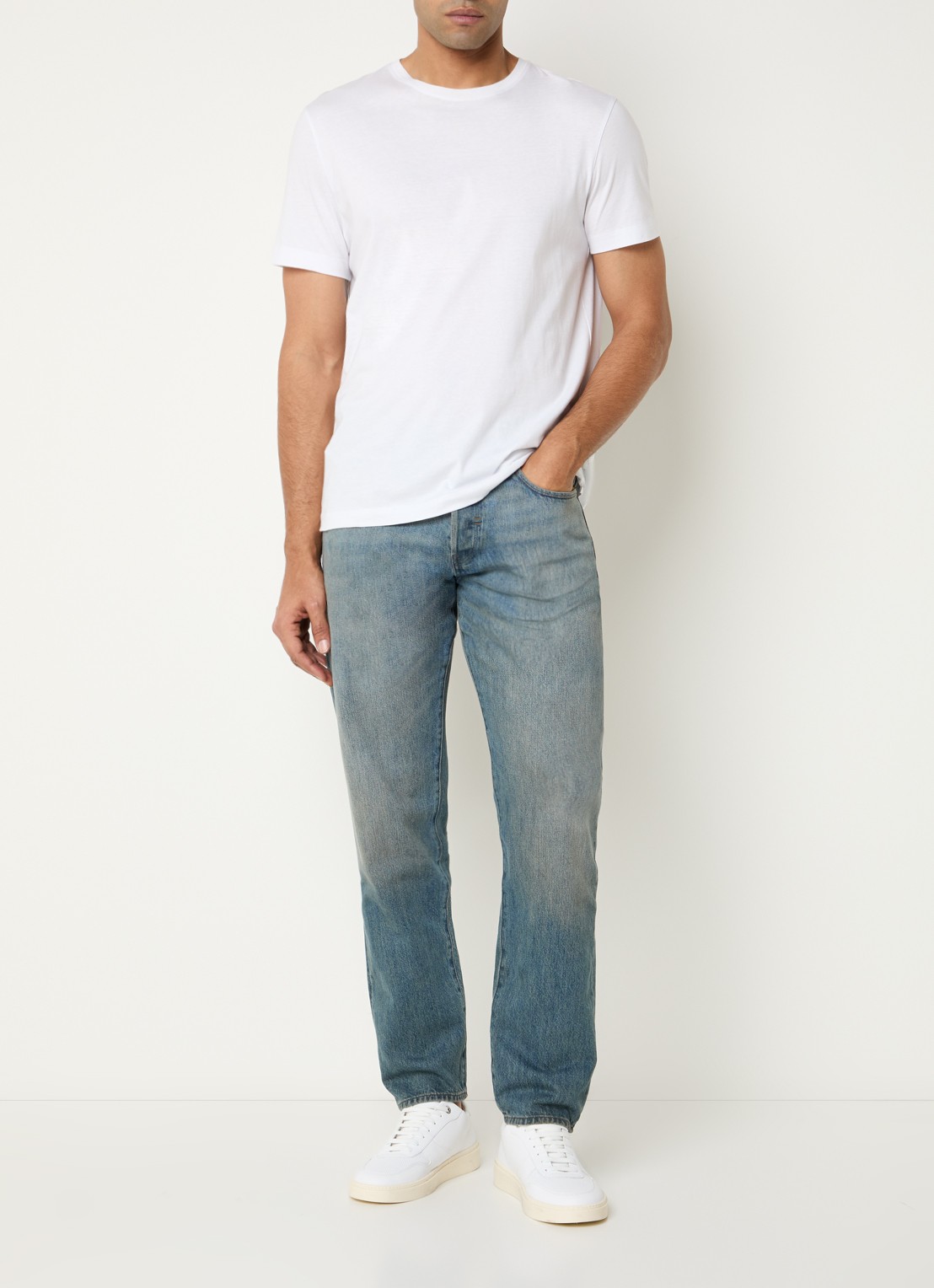 G-Star RAW Morry straight leg jeans met lichte wassing - voorkant 2 indigo