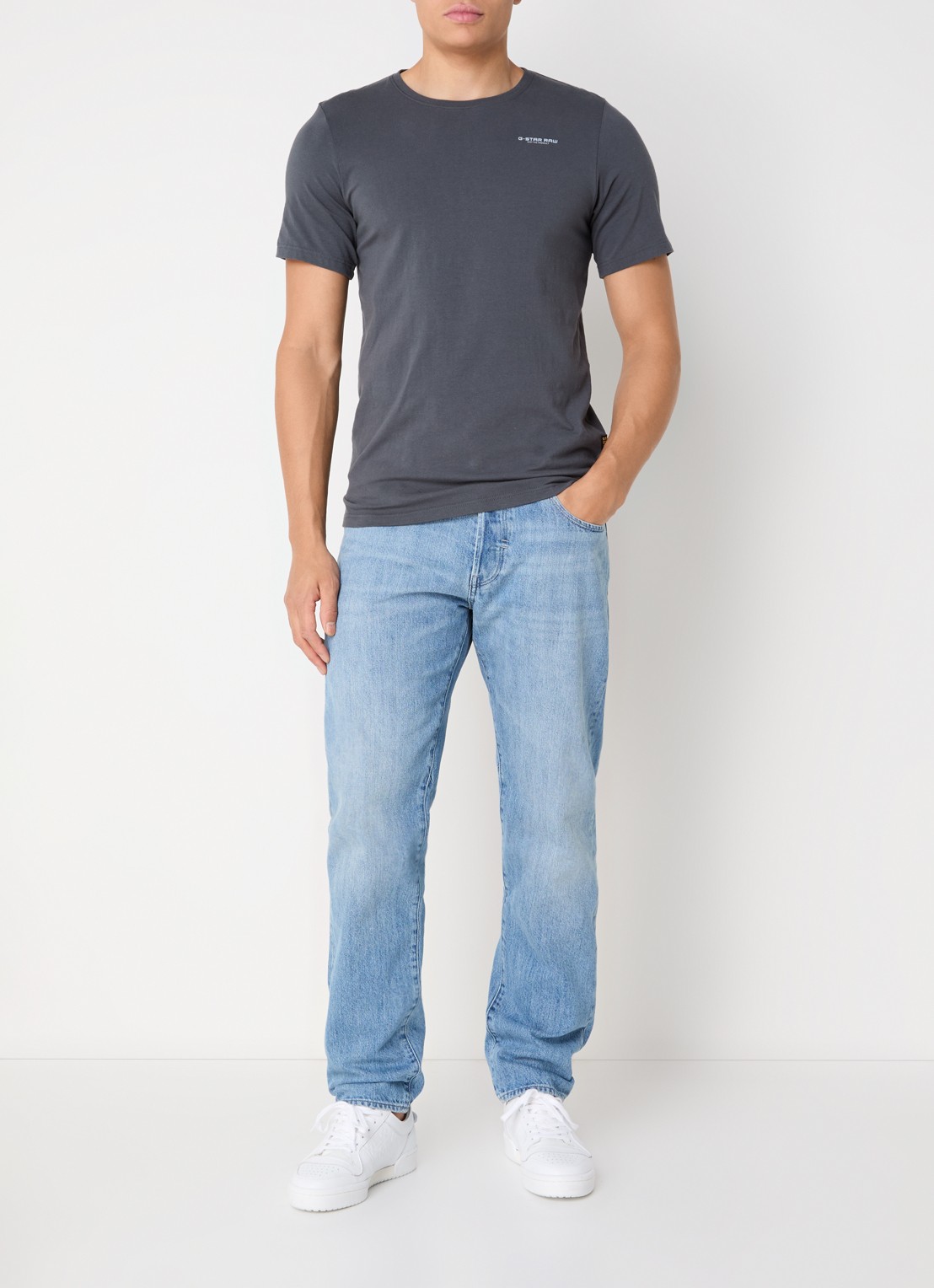 G-Star RAW Morry tapered jeans met lichte wassing - voorkant 4 indigo