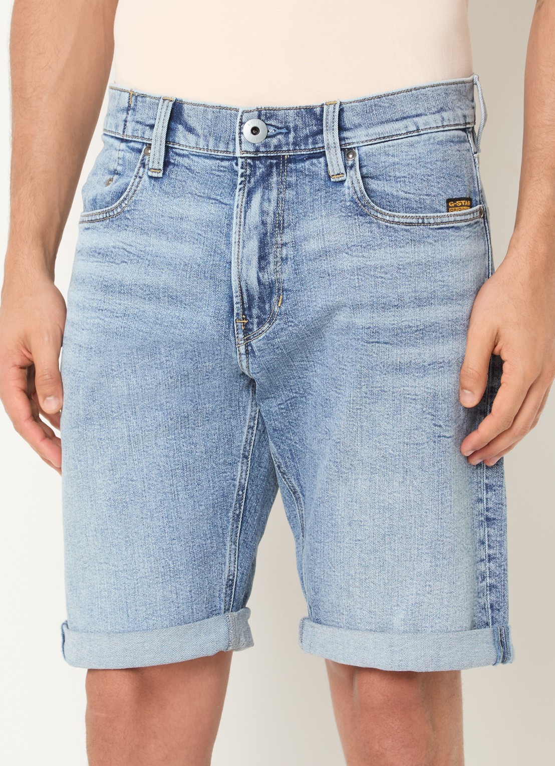 G-Star RAW Mosa straight fit korte broek van denim - detail 3 indigo