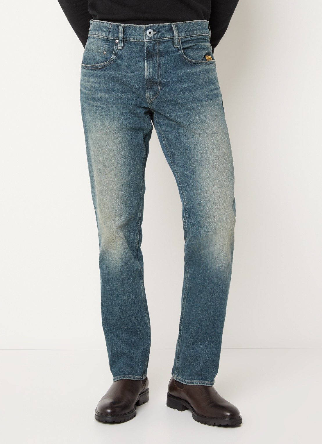 G-Star RAW Mosa straight leg jeans met medium wassing - detail indigo
