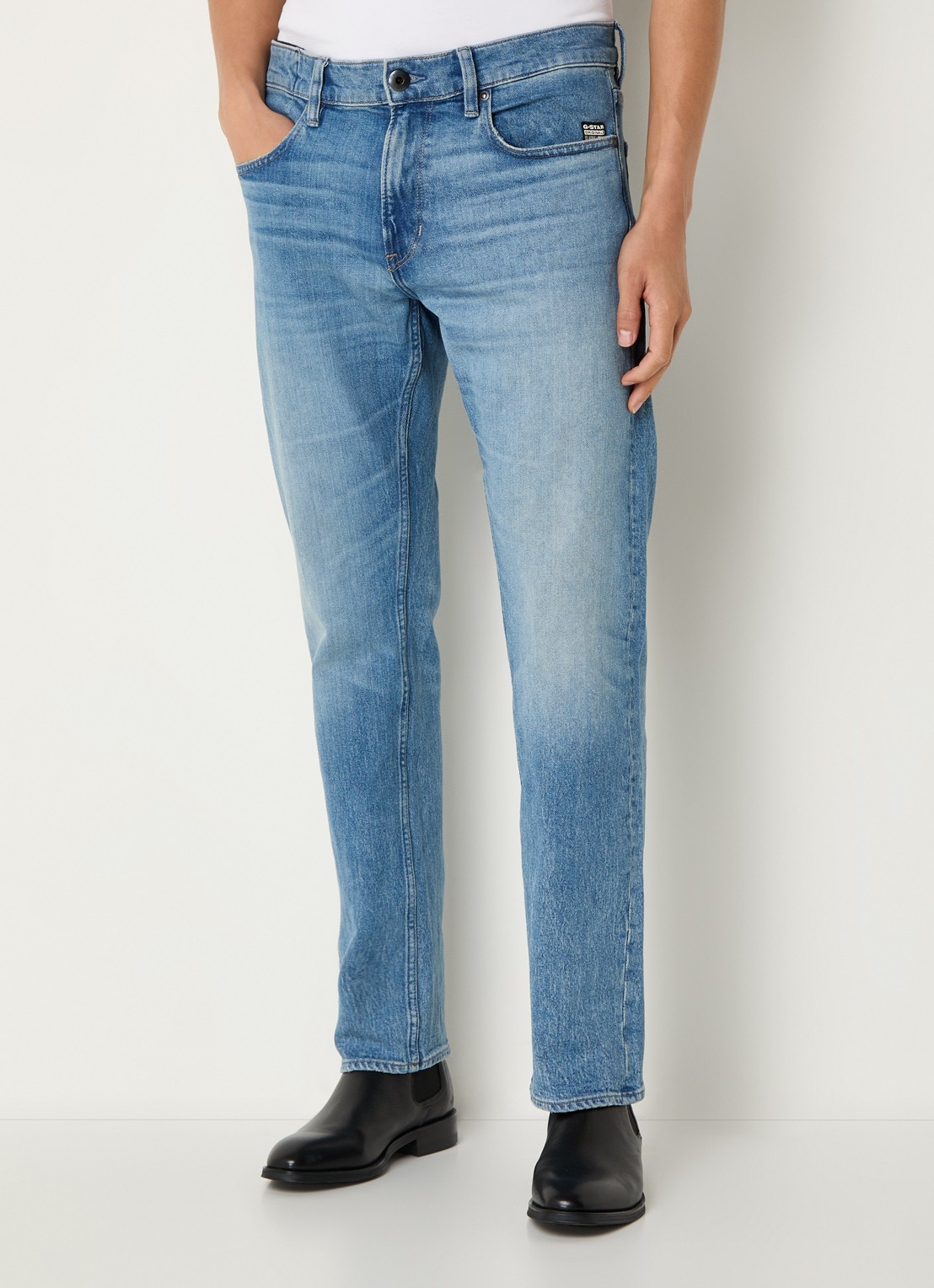 G-Star RAW Mosa straight leg jeans met medium wassing - detail indigo