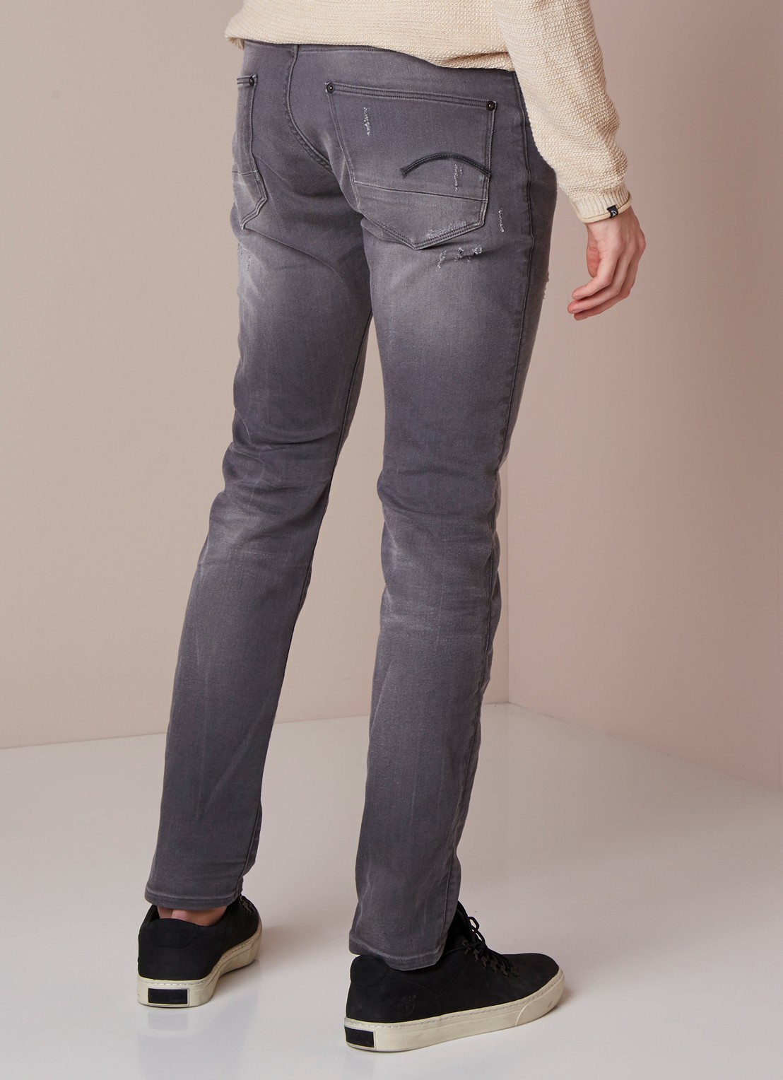 G-Star RAW Revend low rise super slim fit jeans met ripped details - achterkant 3 grijs