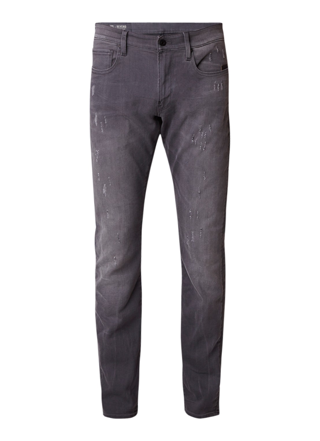 G-Star RAW Revend low rise super slim fit jeans met ripped details - voorkant grijs