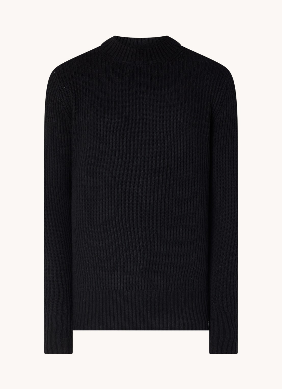 G-Star RAW Ribgebreide trui in wolblend  - voorkant 3 zwart