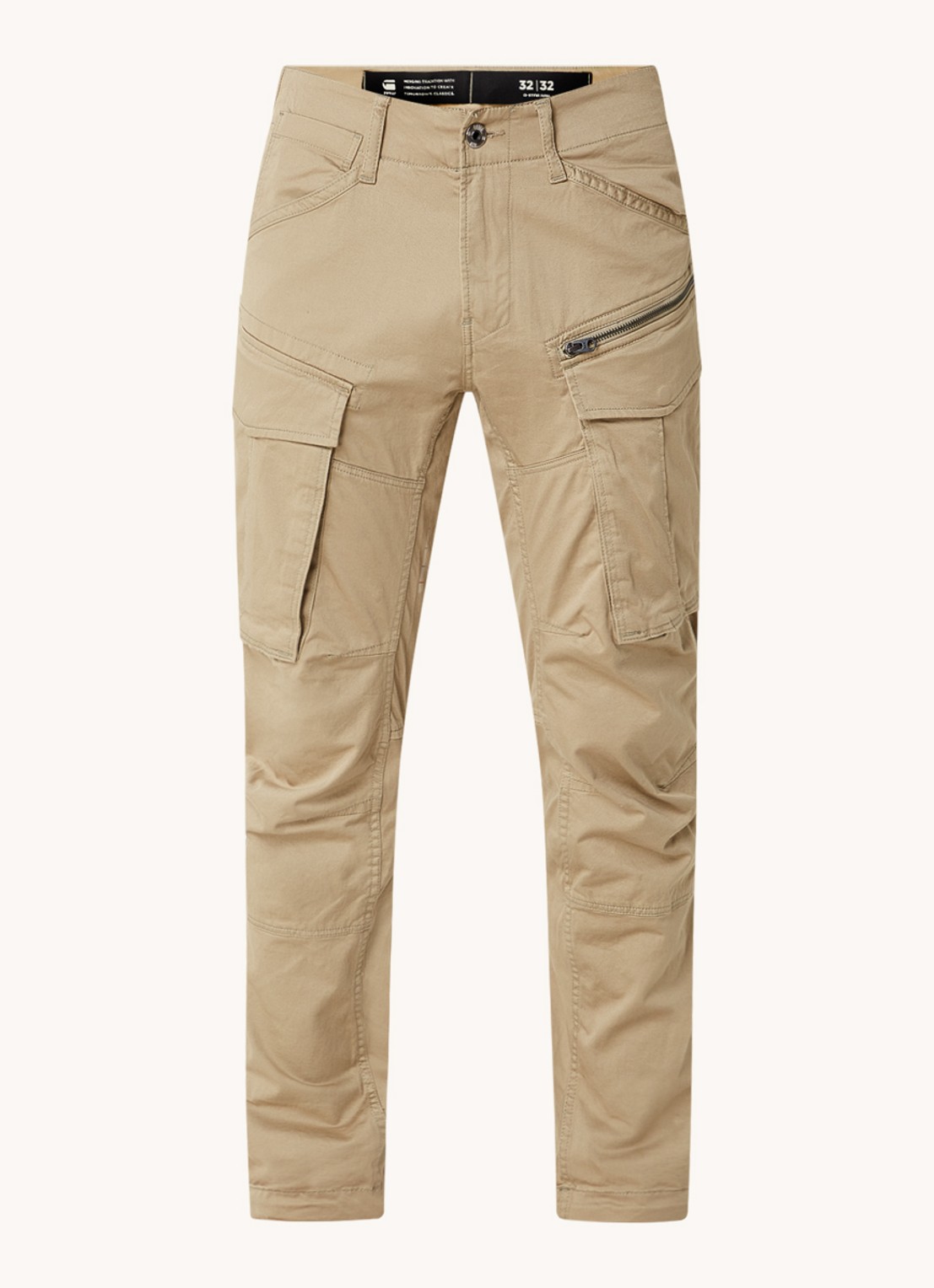 G-Star RAW Rovic tapered fit cargobroek in katoenblend - voorkant khaki