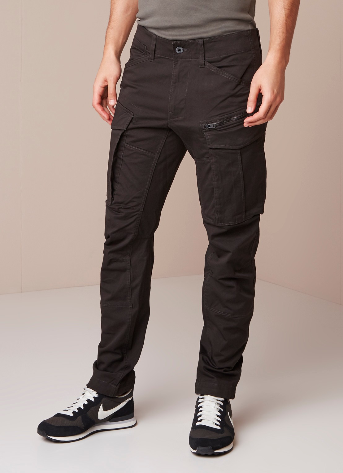G-Star RAW Rovic tapered fit cargobroek in katoenblend - detail donkergrijs