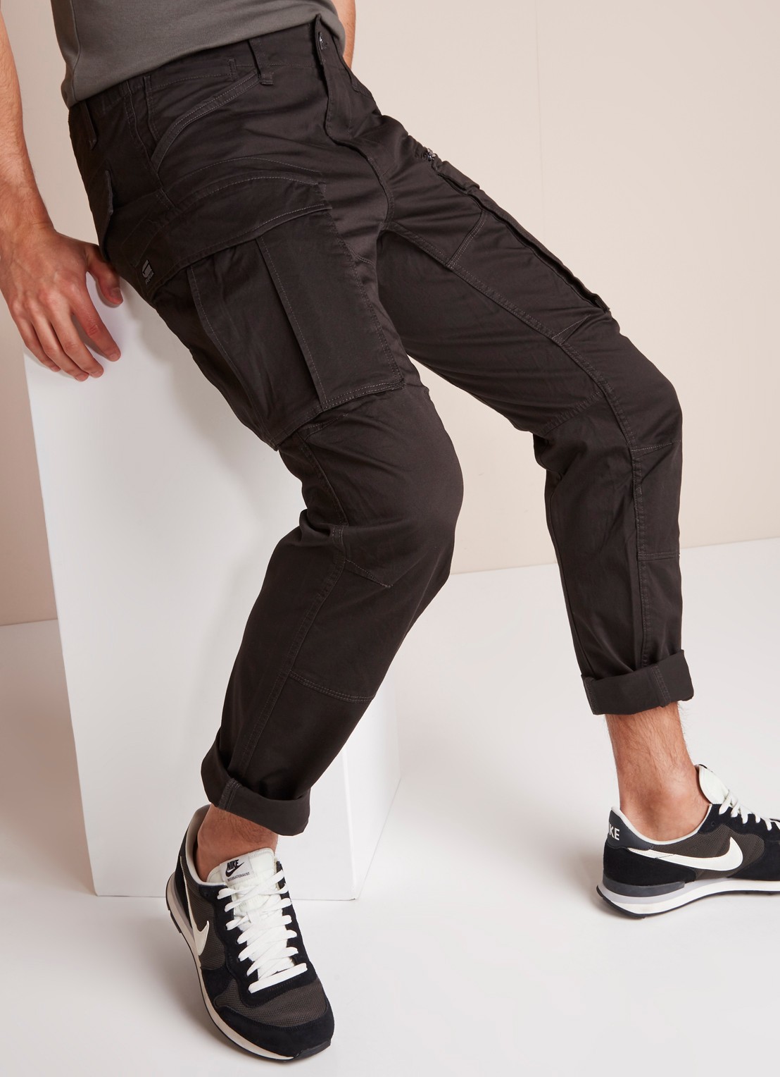 G-Star RAW Rovic tapered fit cargobroek in katoenblend - detail 2 donkergrijs