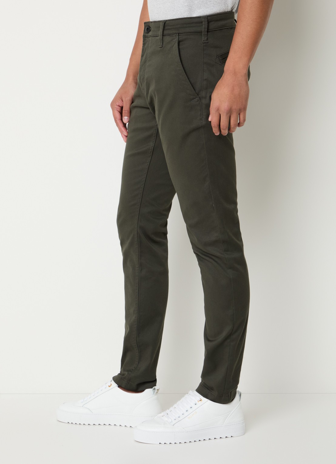 G-Star RAW Skinny fit chino met steekzakken - detail 5 bronsgroen