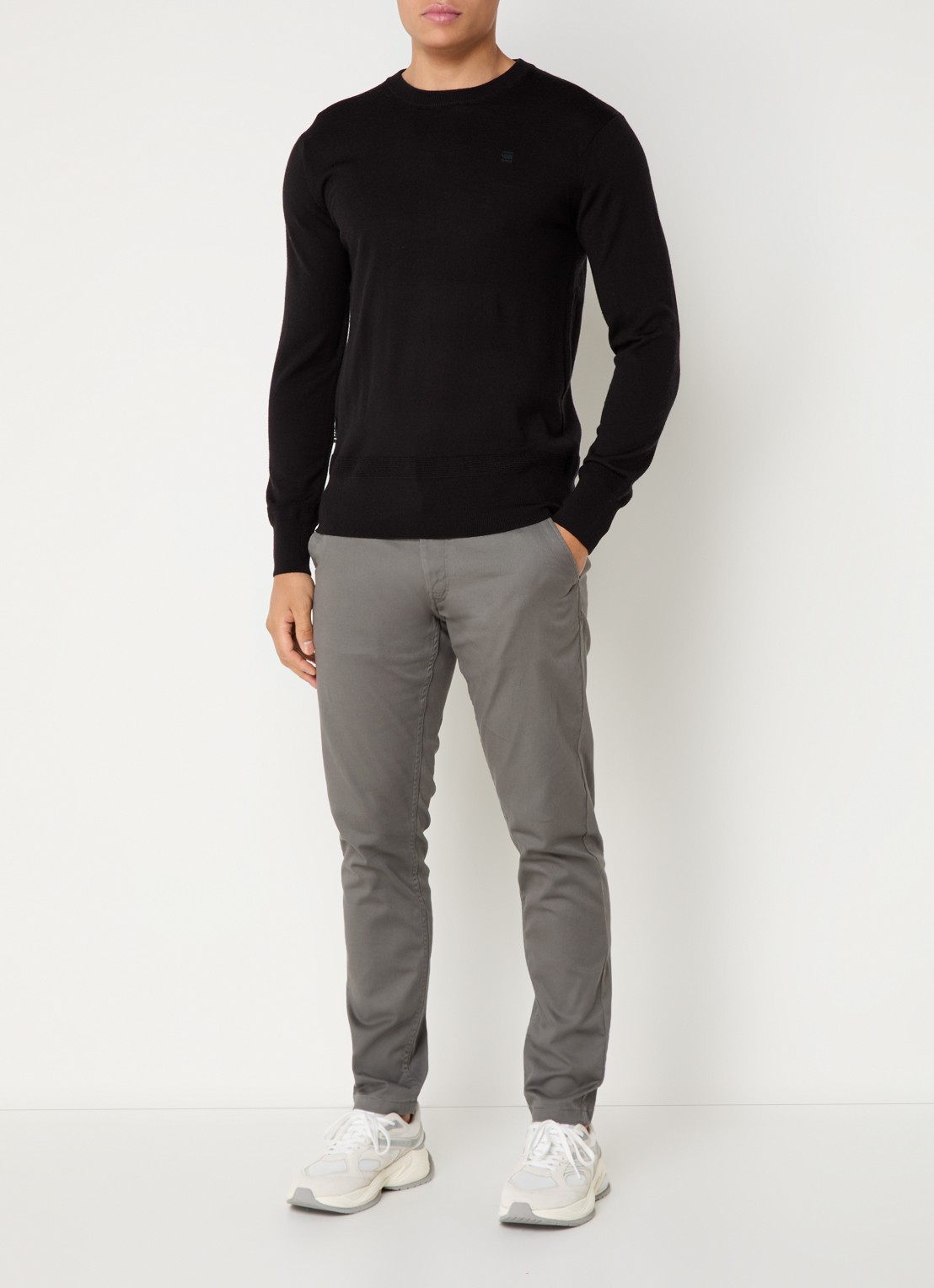 G-Star RAW Skinny fit chino met steekzakken - voorkant 3 grijs