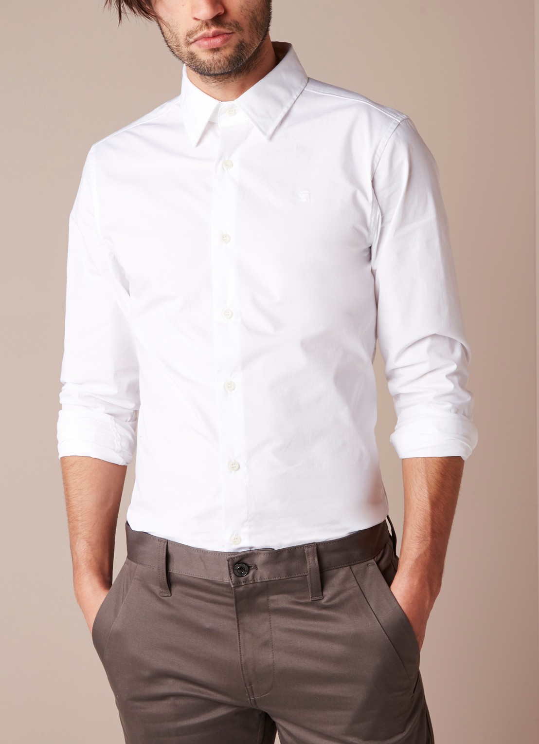 G-Star RAW Super slim fit overhemd van stretch katoen - detail 3 wit