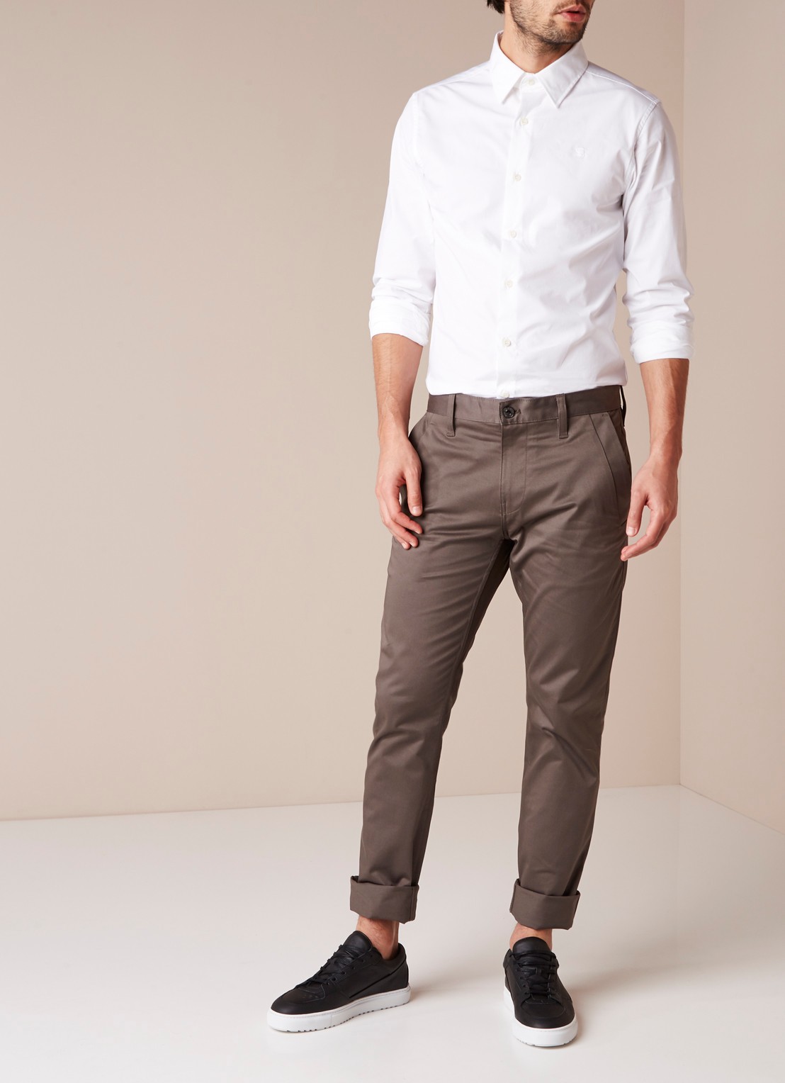 G-Star RAW Super slim fit overhemd van stretch katoen - voorkant 2 wit