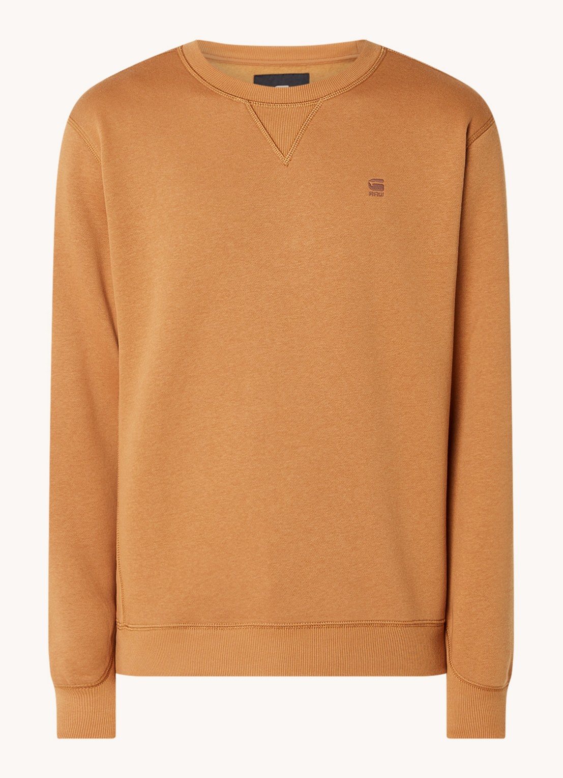 G-Star RAW Sweater met ronde hals en logoborduring  - voorkant 3 roestbruin