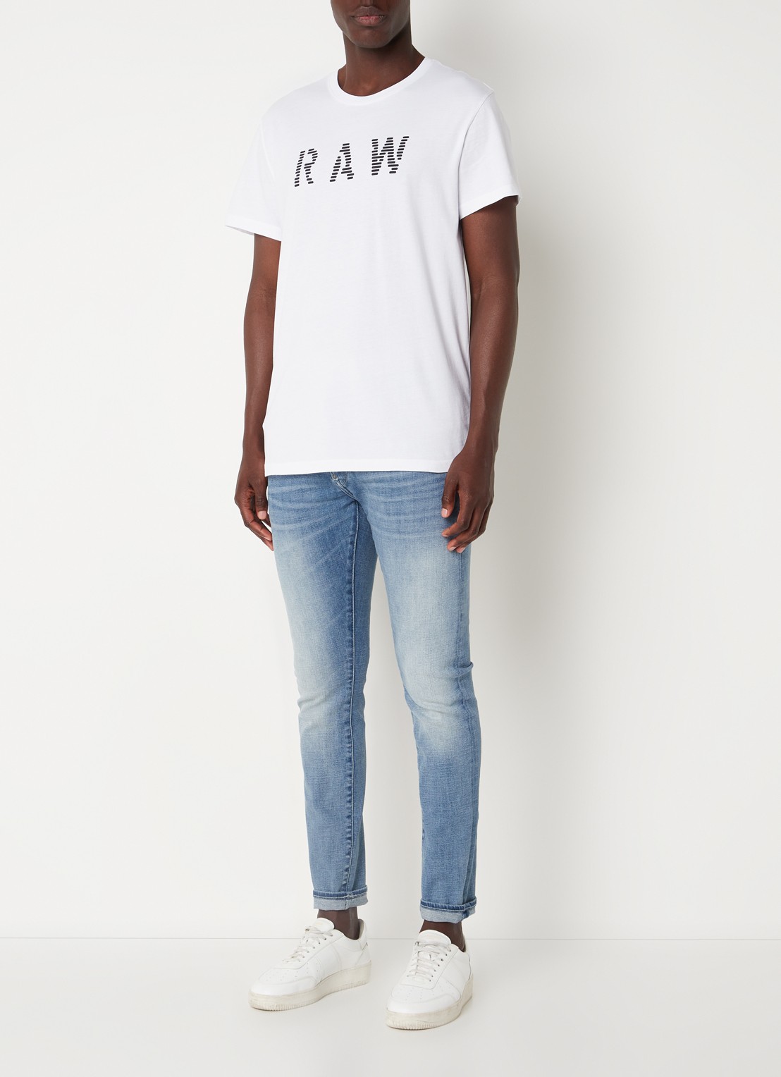 G-Star RAW T-shirt van jersey met print - voorkant 2 wit