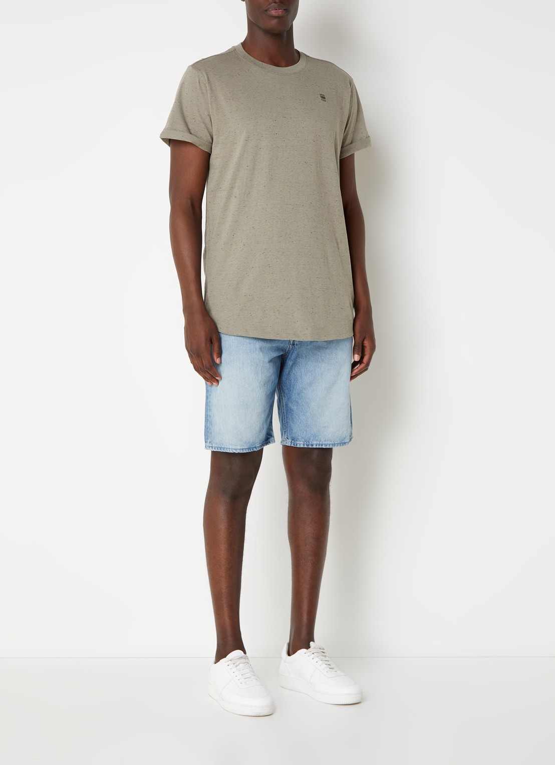 G-Star RAW Valiant straight legkorte broek van denim met lichte wassing - voorkant 4 donkerblauw