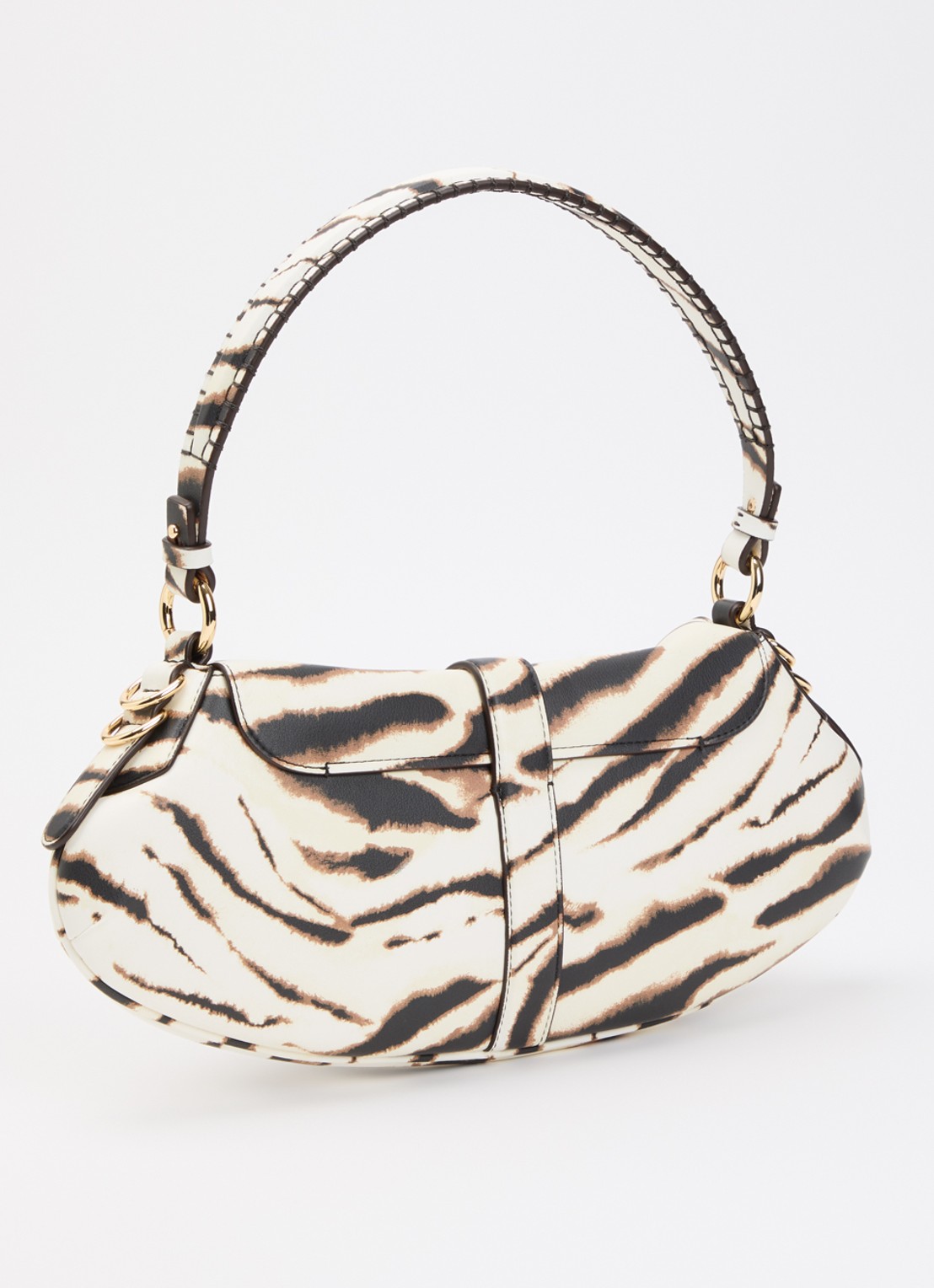 Ganni B-Kat schoudertas met zebraprint - achterkant ivoor