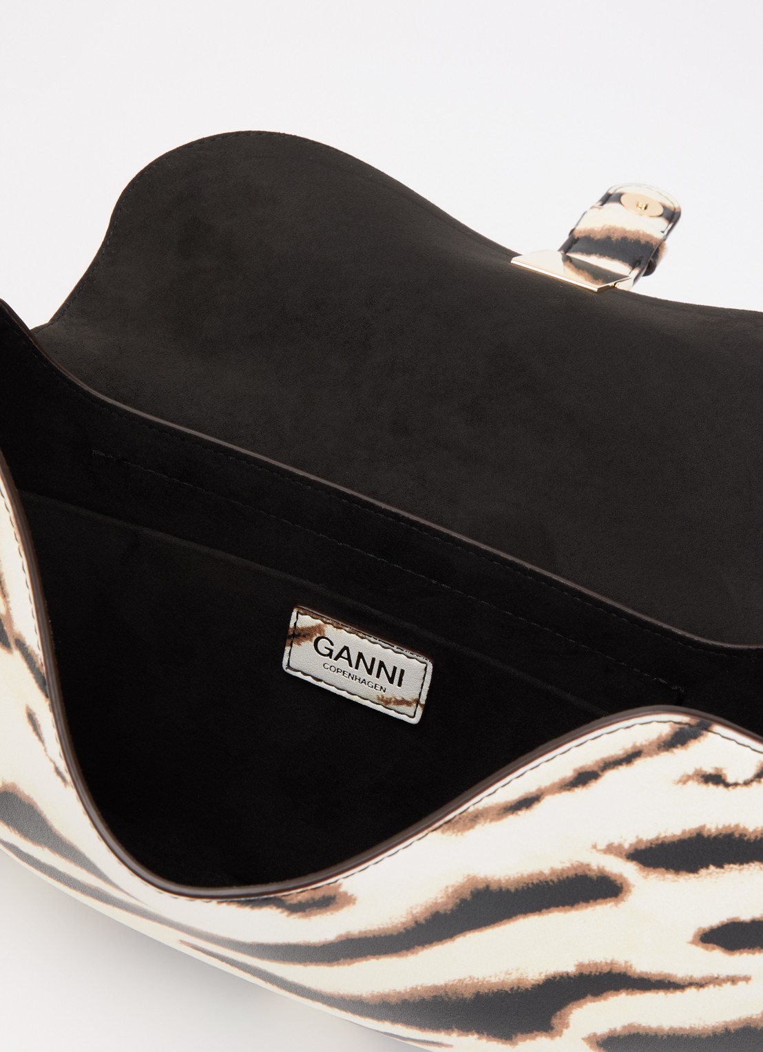Ganni B-Kat schoudertas met zebraprint - detail 2 ivoor
