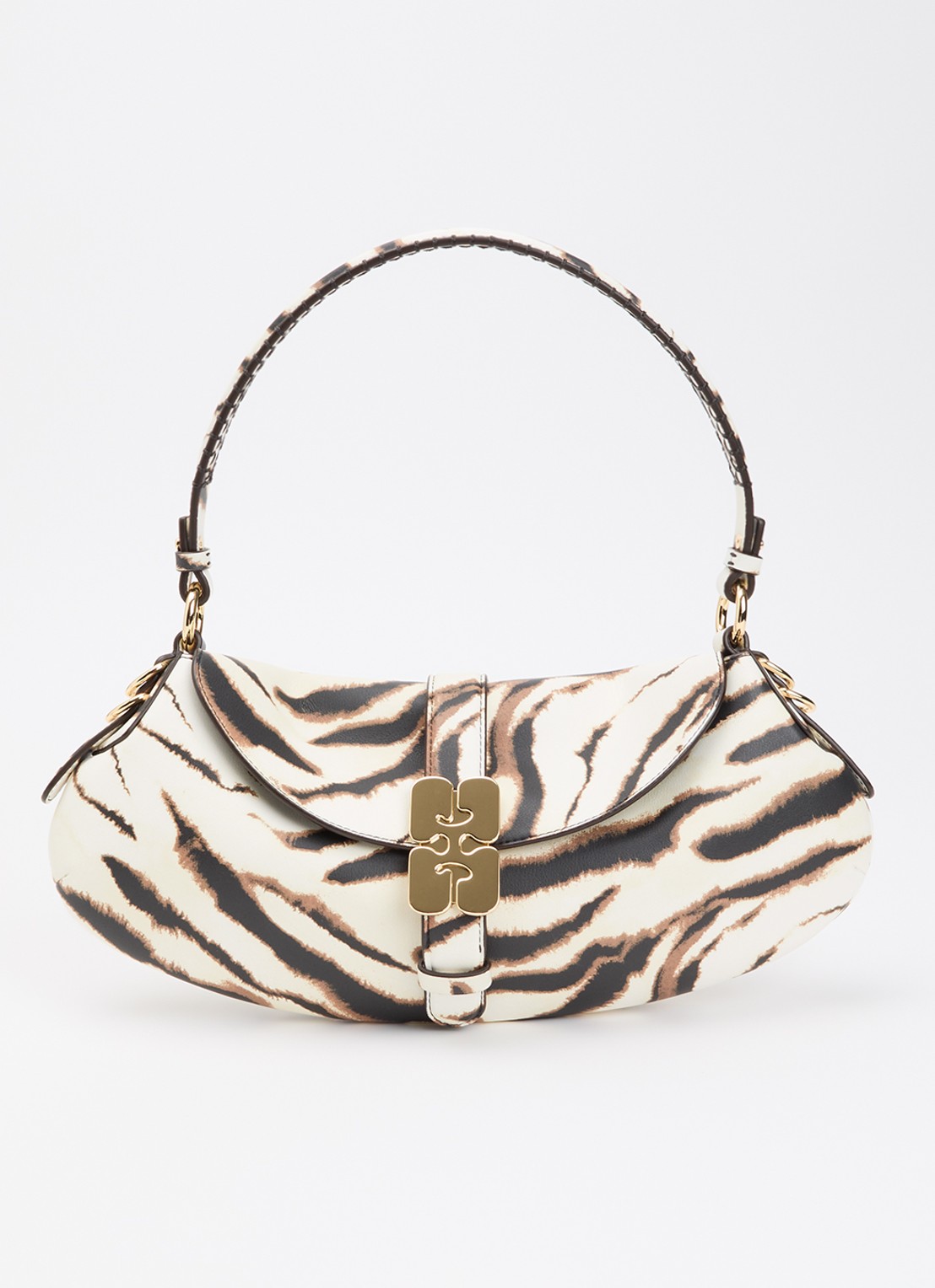 Ganni B-Kat schoudertas met zebraprint - voorkant 6 ivoor