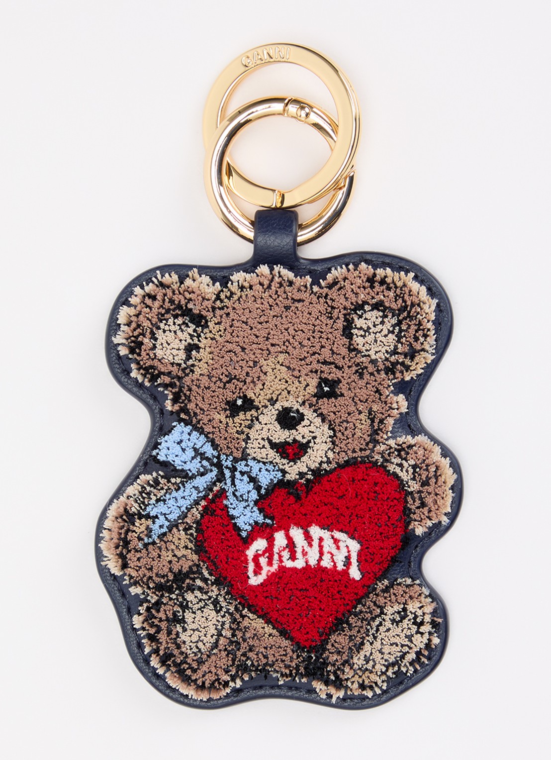 Ganni Bear tasbedel van leer  - voorkant donkerblauw