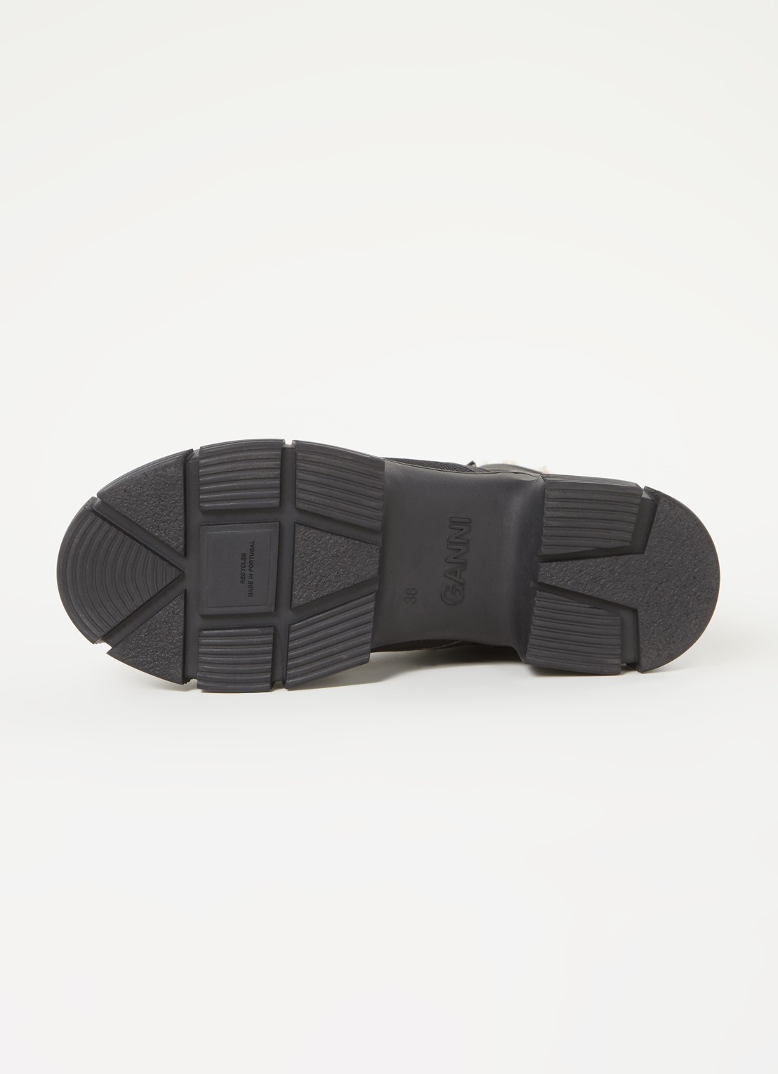 Ganni Bikerboot met voering van imitatiebont - detail 5 zwart
