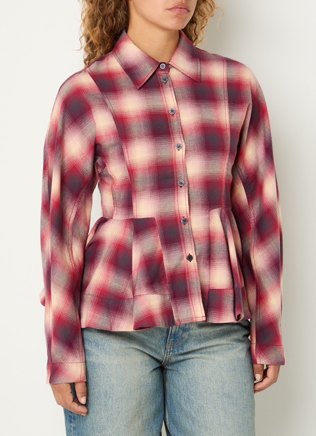 Ganni Blouse met print - detail kersenrood