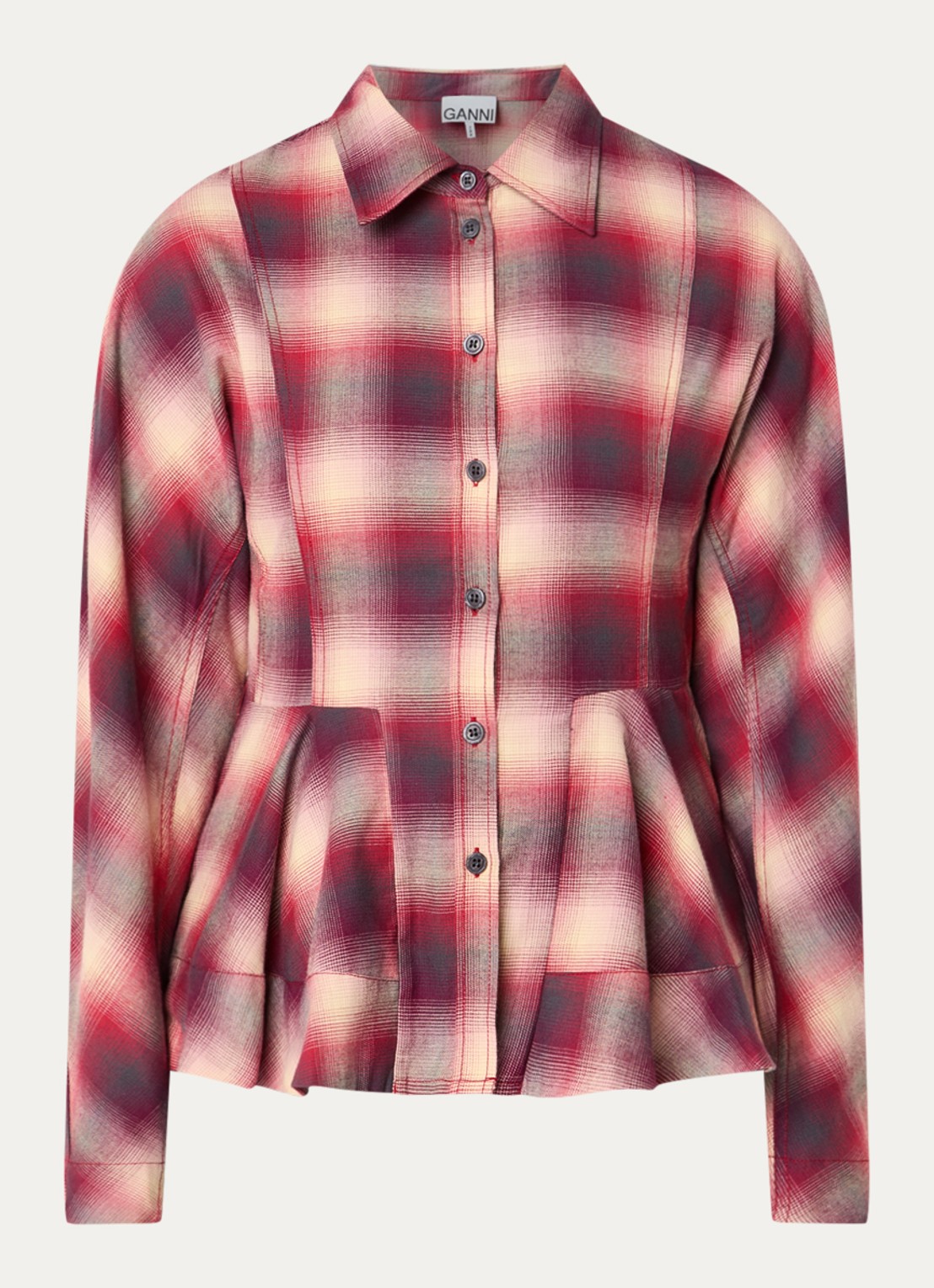 Ganni Blouse met print - voorkant 3 kersenrood