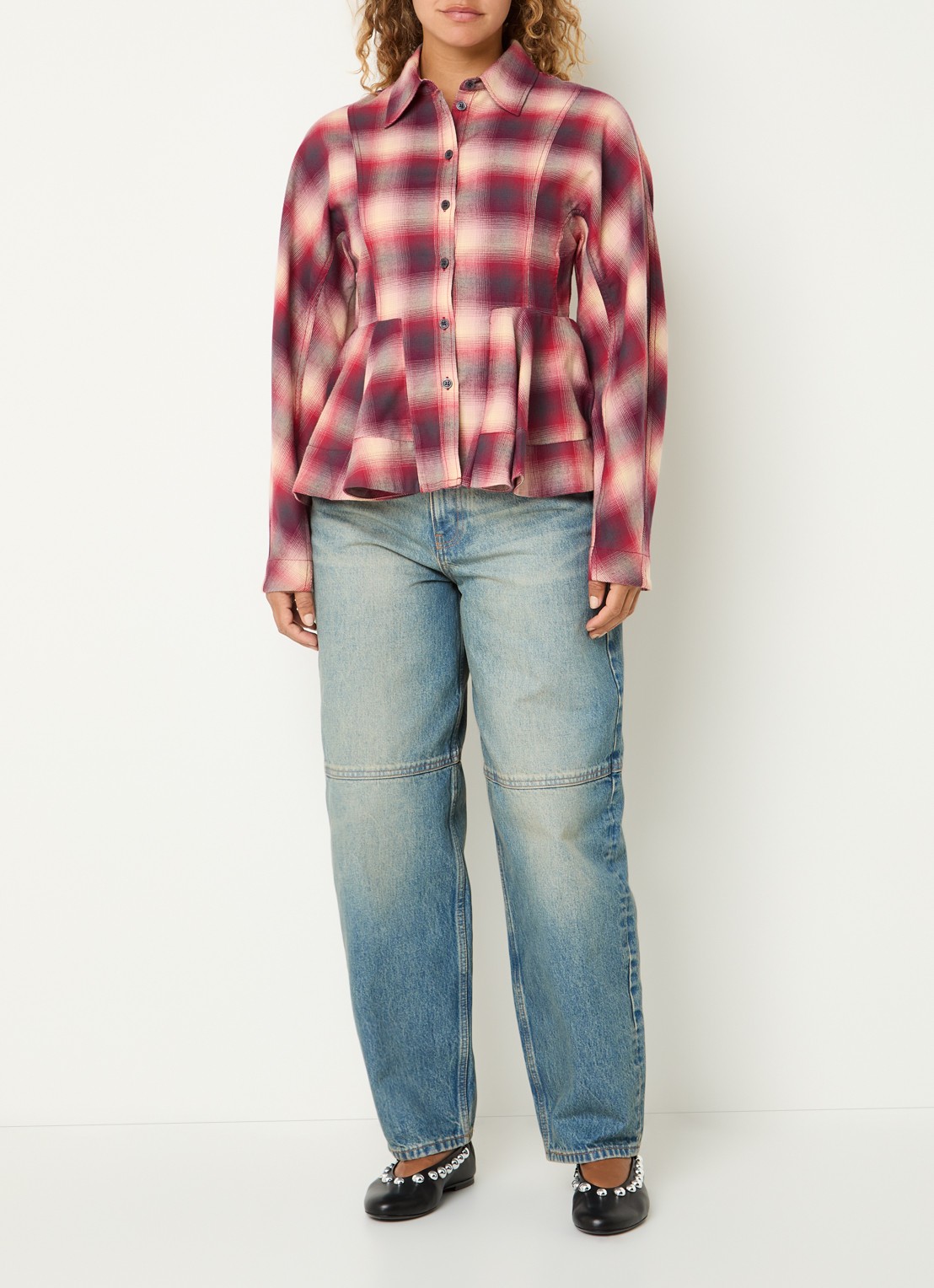 Ganni Blouse met print - voorkant 4 kersenrood