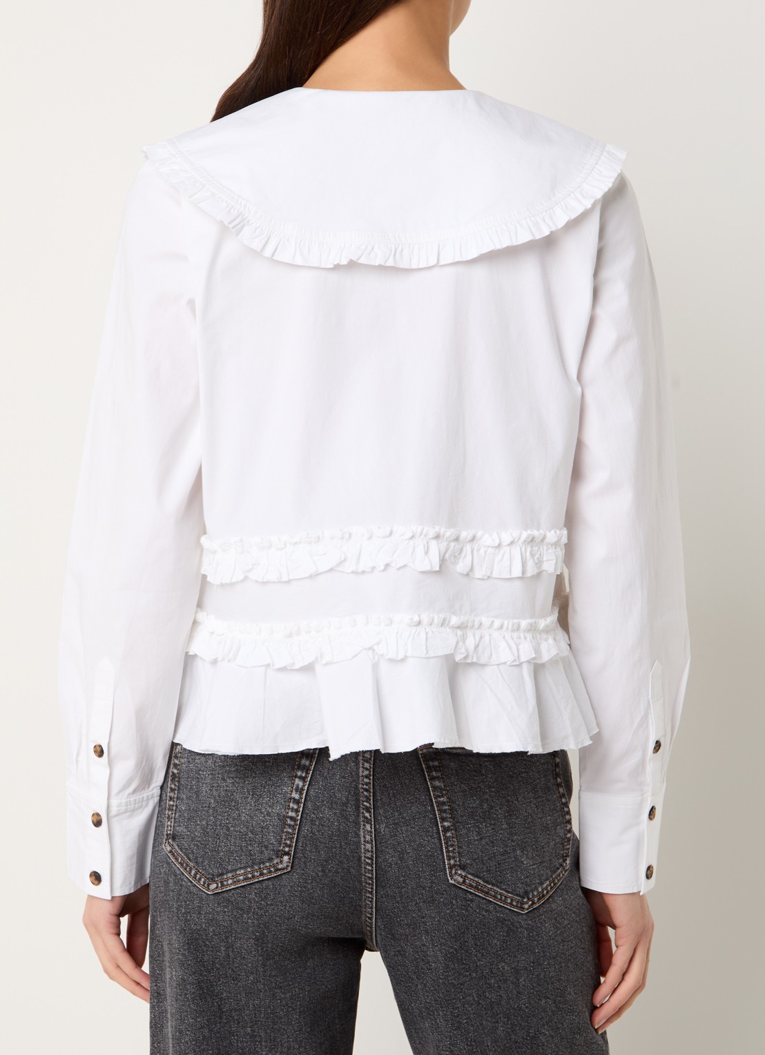 Ganni Blouse met ruches - achterkant 4 wit