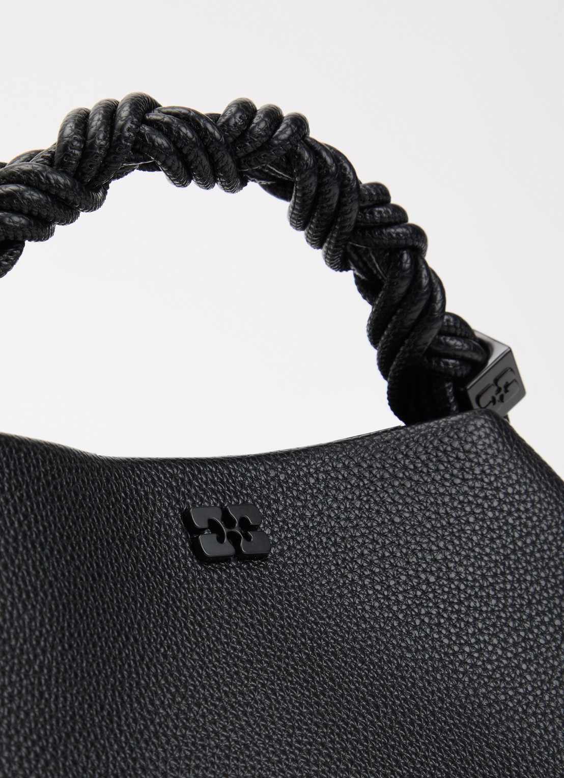 Ganni Bou handtas met afneembare schouderriem en gevlochten detail  - detail 5 zwart