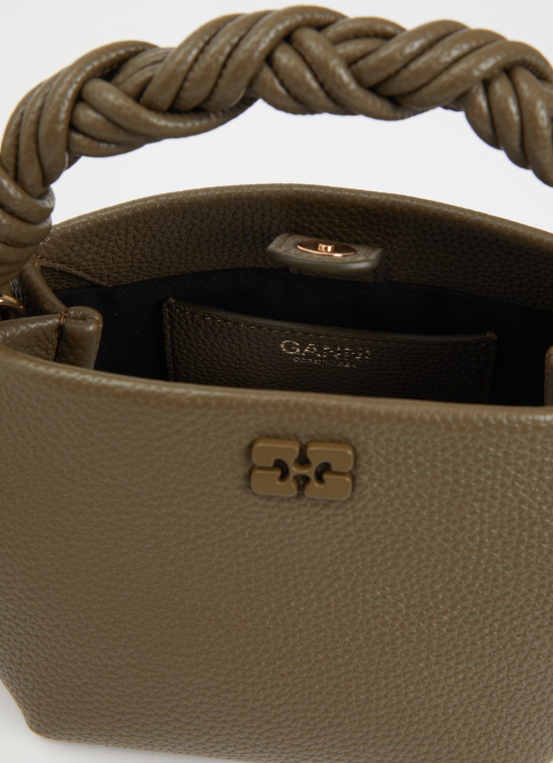 Ganni Bou Mini handtas met afneembare schouderriem - detail 2 mosgroen