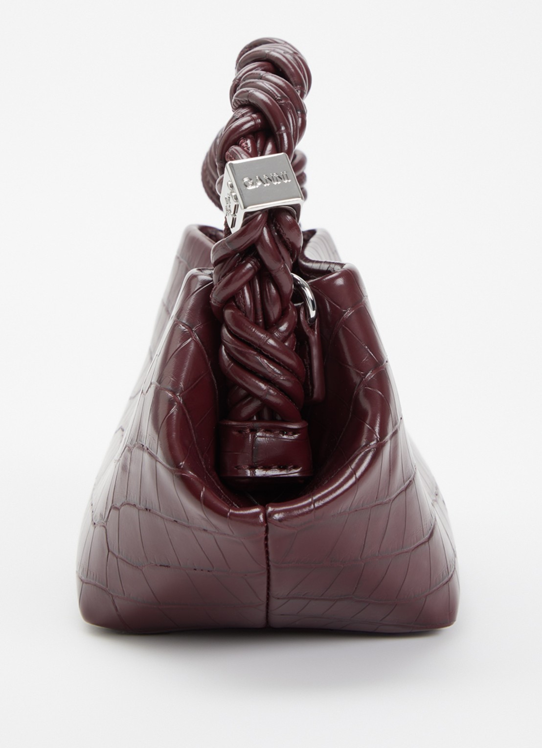 Ganni Bou Mini handtas met crocostructuur en afneembare schouderriem - detail 3 bordeauxrood