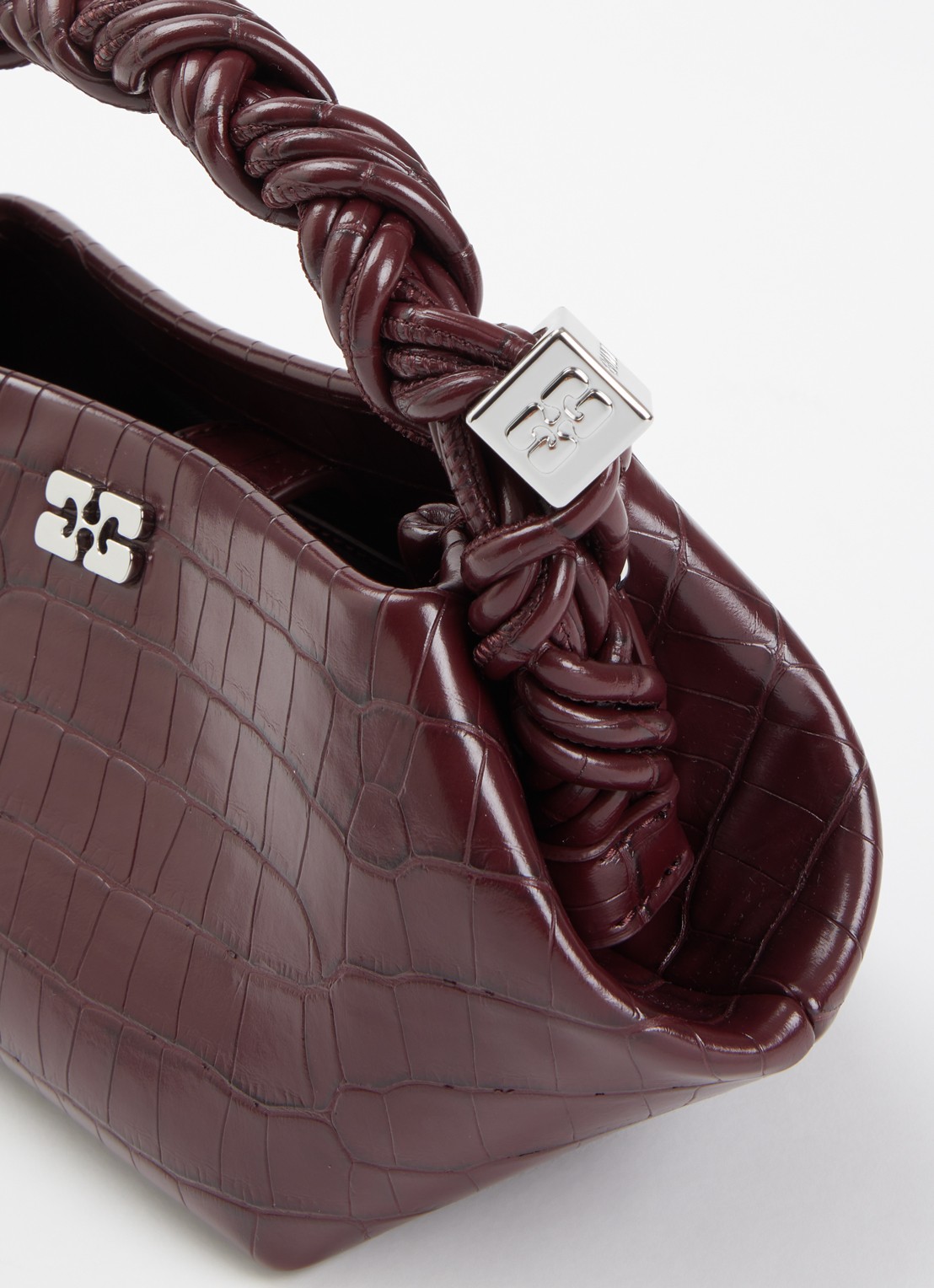 Ganni Bou Mini handtas met crocostructuur en afneembare schouderriem - detail 4 bordeauxrood