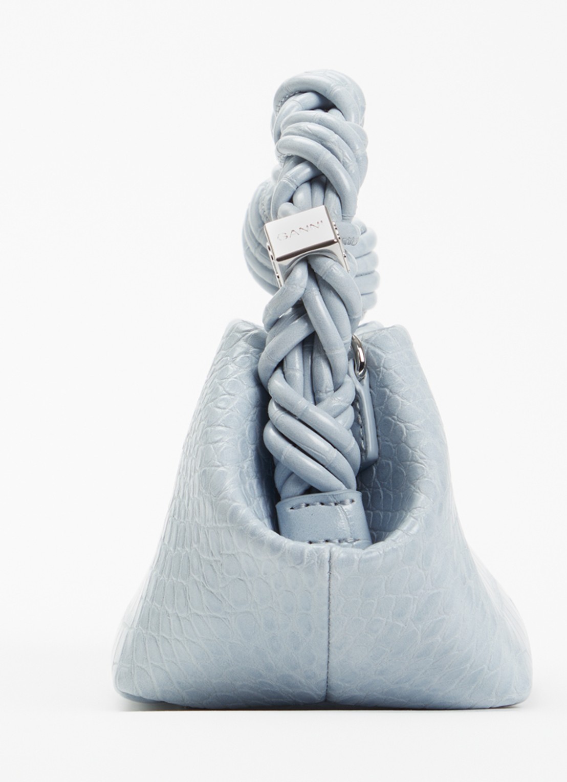 Ganni Bou Mini handtas met crocostructuur en afneembare schouderriem - detail 2 lichtblauw