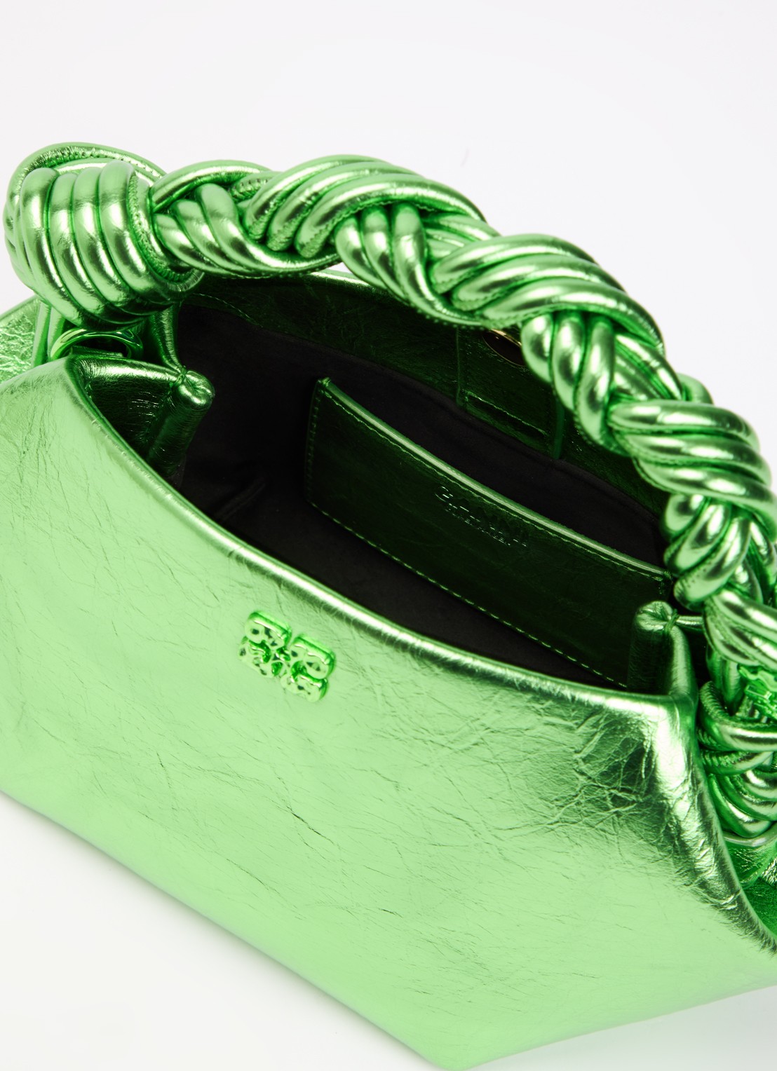Ganni Bou Mini handtas met metallic finish en afneembare schouderriem - detail 3 groen