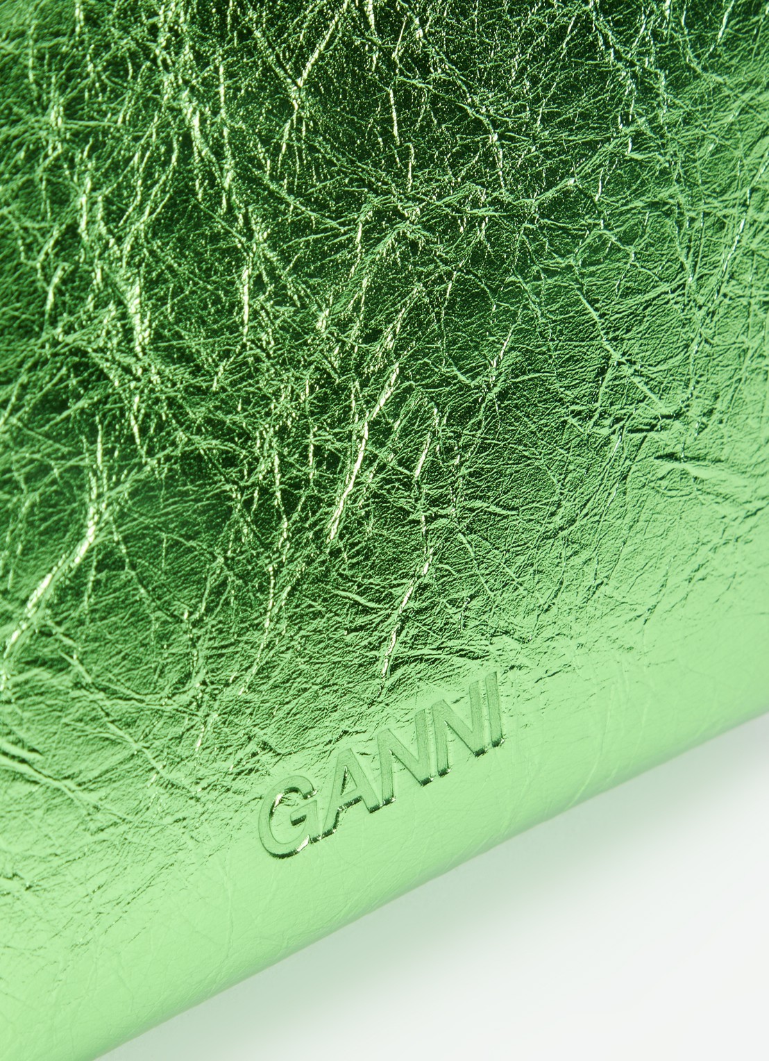 Ganni Bou Mini handtas met metallic finish en afneembare schouderriem - detail 5 groen