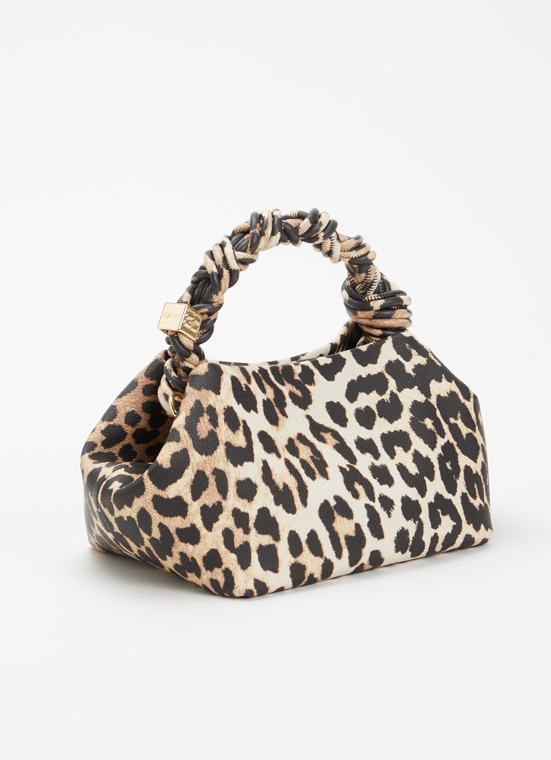 Ganni Bou Small crossbodytas met panterprint en afneembare schouderriem - achterkant 2 camel