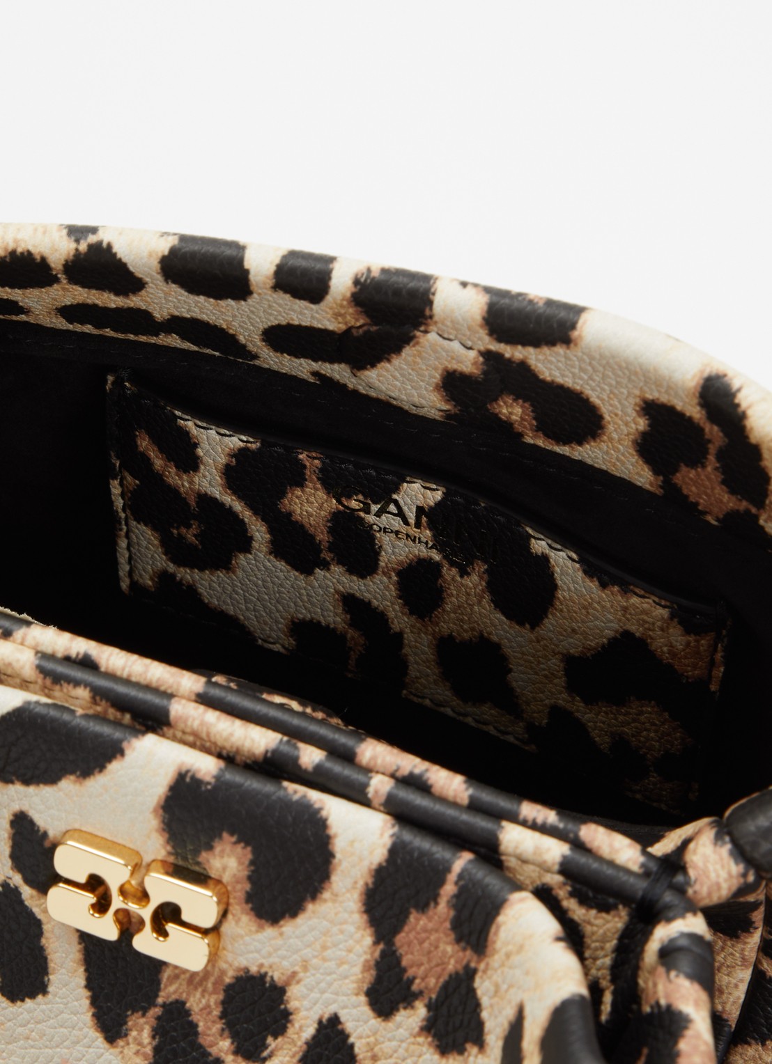 Ganni Bou Small crossbodytas met panterprint en afneembare schouderriem - detail 3 camel