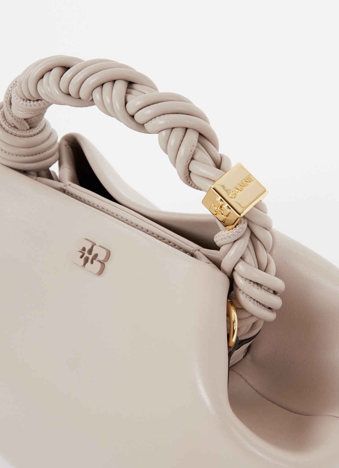 Ganni Bou Small handtas van leer met afneembare schouderriem - detail 4 donkerbeige