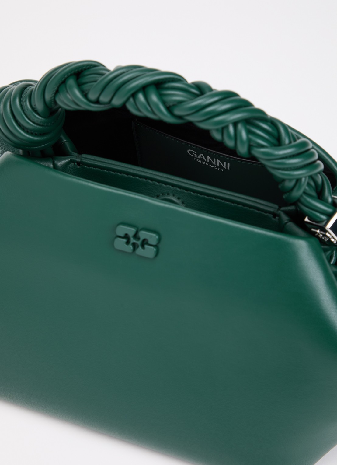 Ganni Bou Small handtas van leer met afneembare schouderriem - detail groen