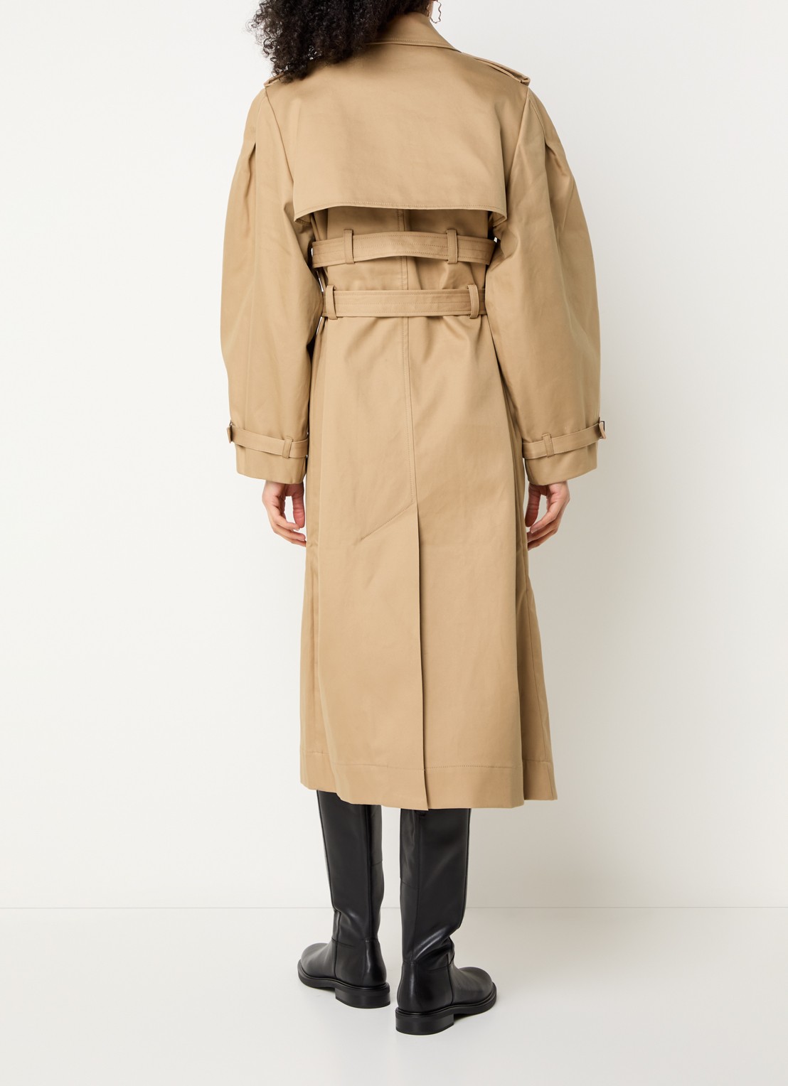 Ganni Double-breasted trenchcoat met steekzakken - achterkant camel