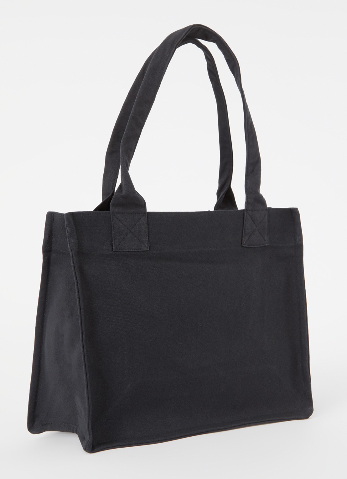 Ganni Easy Large shopper van canvas met logoborduring - achterkant antraciet