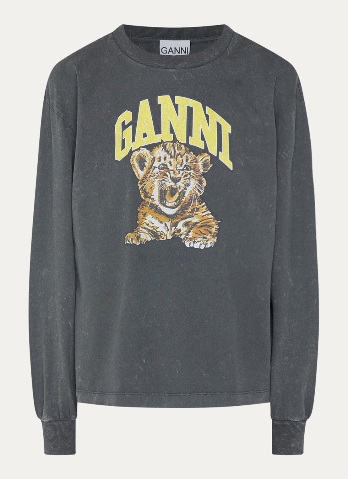 Ganni Future longsleeve met logoprint - voorkant 2 antraciet