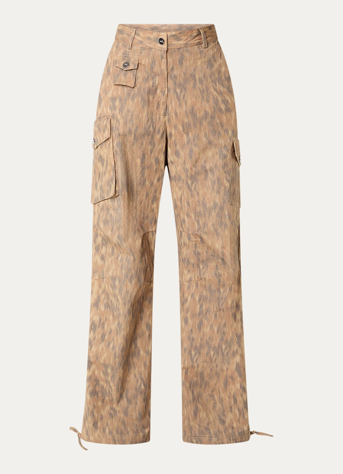 Ganni High waist loose fit cargobroek met steekzakken - voorkant 2 camel